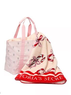 Victoria's Secret Pink Candy Cane Blanket
